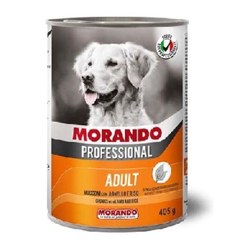 Κονσερβα Σκυλου Morando Professional Κομματακια Με Αρνι Ρυζι 405G 1