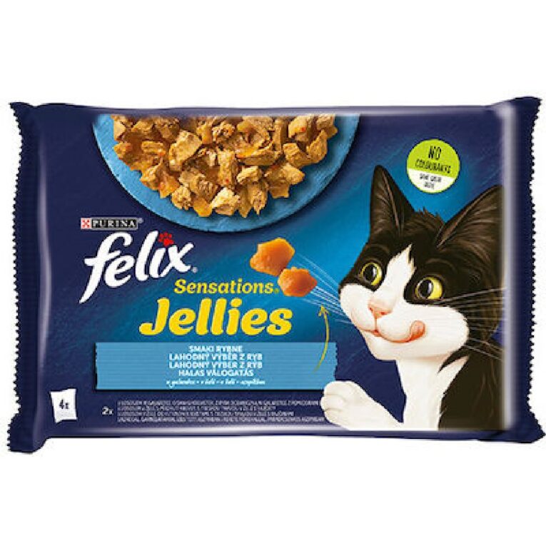 PETHELLAS_Purina Felix Sensations Jellies Υγρή Τροφή για Ενήλικες Γάτες σε Φακελάκι με Γαρίδες