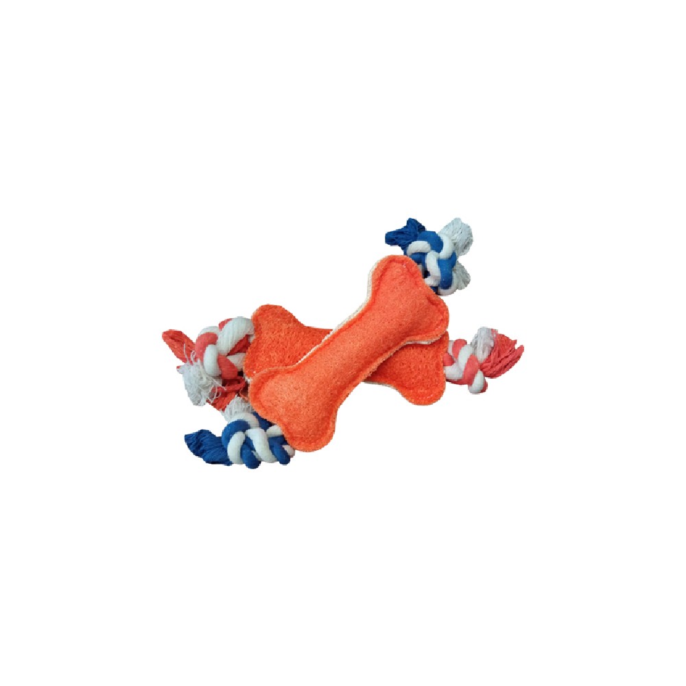 Pethellas Οδοντικό Παιχνίδι Natural Loofah Puppy Toy Bone With Rope Dog Roddent