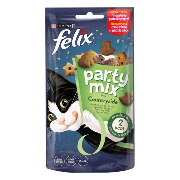 Purina Felix Party Mix Snack Τροφή Γάτας Πάπια, Κουνέλι, Γαλοπούλα 60Gr