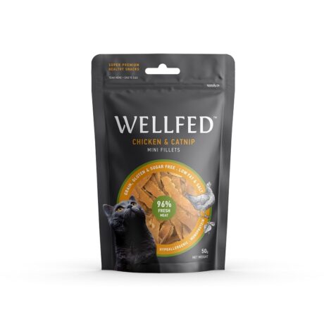 Wellfed Λιχουδιά Γάτας Μίνι Φιλέτα  Κοτόπουλο & Catnip Χωρίς Σιτηρά 50gr