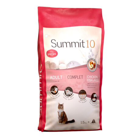 Summit10 Ξηρά Τροφή Γάτας για Έλεγχο Τριχόμπαλας με Κοτόπουλο, Ρύζι & Ψάρι 1.5kg