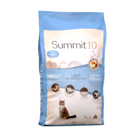 Summit10 Ξηρά Τροφή Γάτας Με Χαμηλά Λιπαρά για Στειρωμένες Ενήλικες Γάτες με Κοτόπουλο, Ρύζι & Ψάρι 3kg