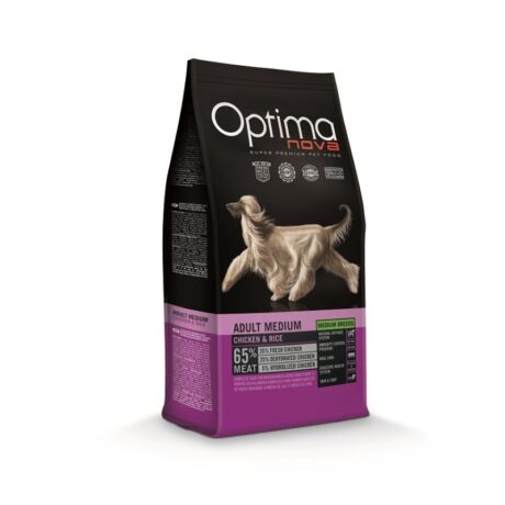 Optima Nova Adult Medium Chicken & Rice Ξηρά Τροφή Σκύλου με Κοτόπουλο & Ρύζι 12kg