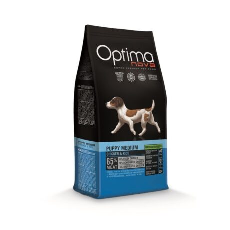 Optima Nova Puppy Medium Chicken & Rice Ξηρά Τροφή Κουταβιού με Κοτόπουλο & Ρύζι 12kg