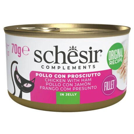 Schesir Cat Jelly Φιλετάκια Κοτόπουλο με Ζαμπόν 70gr