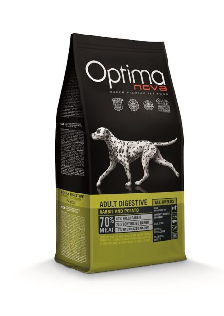 Optima Nova Adult Digestive Rabbit & Potato Ξηρά Τροφή Σκύλου με Κουνέλι & Πατάτα Χωρίς Σιτηρά 12kg
