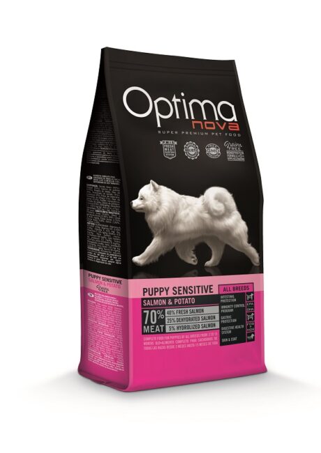 Optima Nova Puppy Sensitive Salmon & Potato Ξηρά Τροφή Κουταβιού Χωρίς Σιτηρά με Σολομό & Πατάτα 12kg