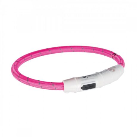 Trixie Λαμπερό Κολάρο Φακός Δακτύλιος USB Large/XLarge Ροζ 65cm/7mm