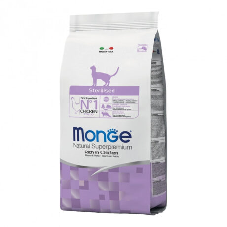 Monge Natural Superpremium Sterilised Ξηρά Τροφή για Ενήλικες Στειρωμένες Γάτες με Κοτόπουλο 10kg