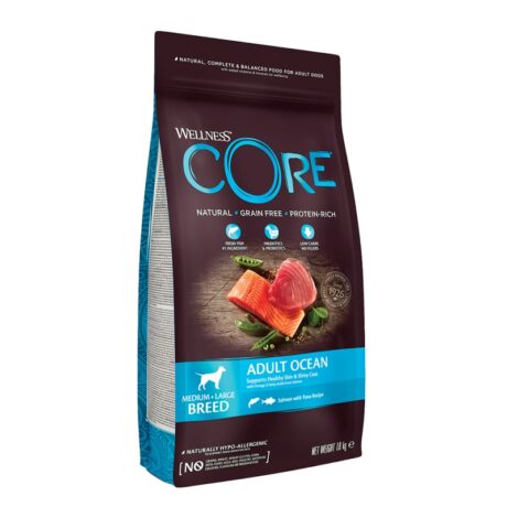 Wellness Core Adult Medium - Large Breed Ξηρά Τροφή Σκύλου Σολομός & Τόνος Χωρίς Σιτηρά 10kg