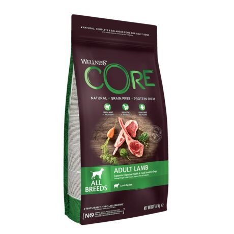Wellness Core Adult All Breeds Ξηρά Τροφή Σκύλου Αρνί Χωρίς Σιτηρά 10kg