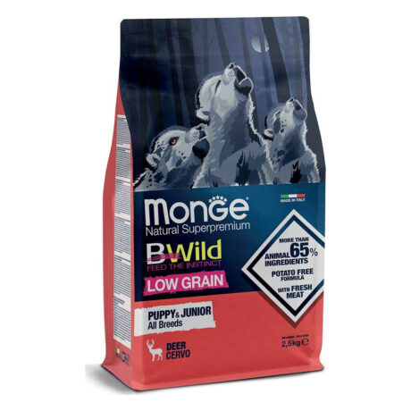 Monge BWild Low Grain All Breeds Puppy & Junior Ξηρά Τροφή Κουταβιού με Ελάφι 12kg