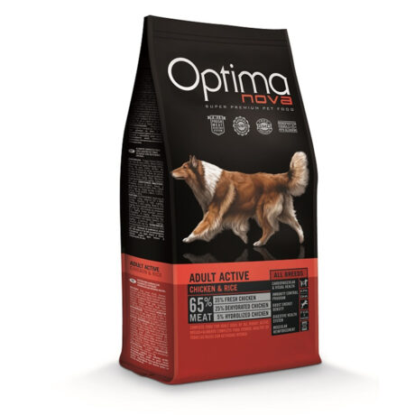 Optima Nova Adult Active Chicken & Rice Ξηρά Τροφή Σκύλου με Λίγα Σιτηρά για Ενήλικους Σκύλους με Κοτόπουλο και Ρύζι 12kg
