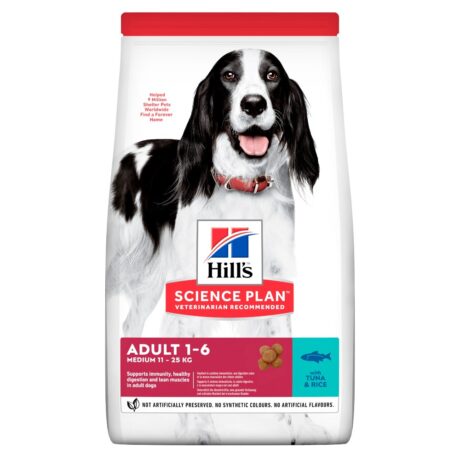 Hill's Science Plan Adult Medium Ξηρά Τροφή Σκύλου Τόνος με Ρύζι 14kg (11kg + 3kg Δώρο)