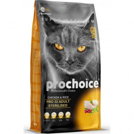ProChoice Pro 32 Adult Sterilised Ξηρά Τροφή Γάτας με Κοτόπουλο & Ρύζι 15kg