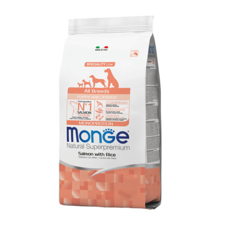 Monge Puppy All Breeds Ξηρά Τροφή για Κουτάβια με Σολομό & Ρύζι Μονοπρωτεϊνική 12kg