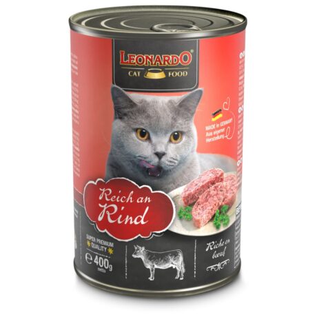 Leonardo Rind Υγρή Τροφή για Ενήλικες Γάτες σε Κονσέρβα με Βοδινό 400gr
