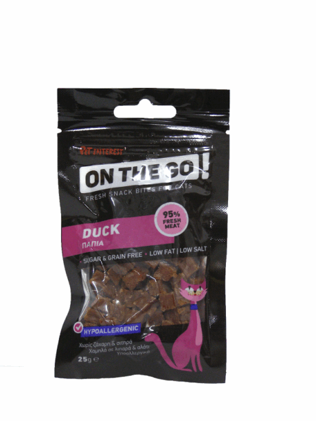 On The Go Λιχουδιά Γάτας Μπουκιές Πάπιας 25gr
