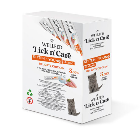 WellFed Lick 'n' Care Kitten Young Λιχουδιά για Γατάκια με Κοτόπουλο 15gr