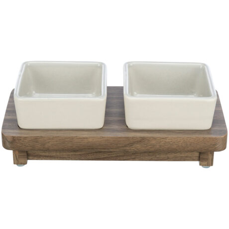 Trixie City Style Κεραμικό Πιάτο Γάτας Φαγητού & Νερού Λευκό με Βάση 2x200ml/10x10cm/24x4x12cm