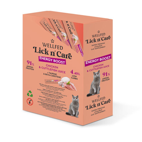 WellFed Lick 'n' Care Energy Boost Λιχουδιά για Γάτες με Κοτόπουλο & Μελάνι Σουπιάς 15gr