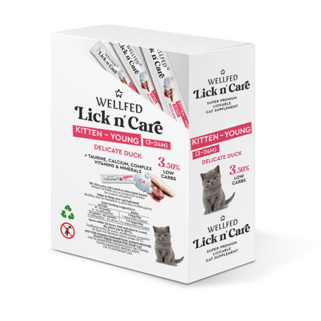 WellFed Lick 'n' Care Kitten Young Λιχουδιά για Γατάκια με Πάπια 15gr
