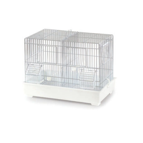 Domus Molinari Cova 1 Κλουβί Ζευγαρώστρα Ωδικών Πτηνών Λευκή με Inox Κάγκελο 44x26x33cm