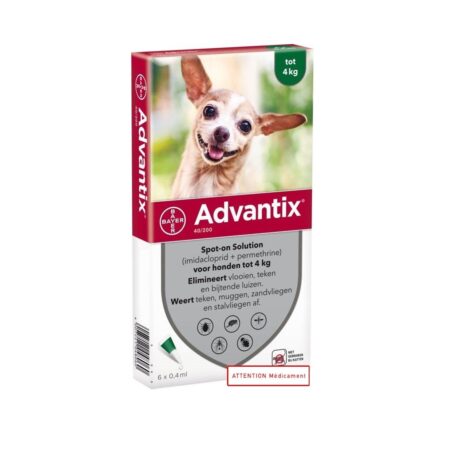 Bayer Advantix Spot On Αντιπαρασιτικό Εξωπαράσιτων για Σκύλους έως 4kg 4x0.4ml - 1 αμπούλα