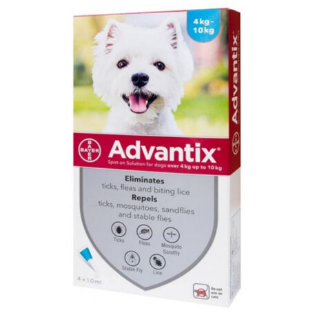 Bayer Advantix Spot-On Αντιπαρασιτικό Εξωπαράσιτων για Σκύλους από 4-10kg - 1  αμπούλα