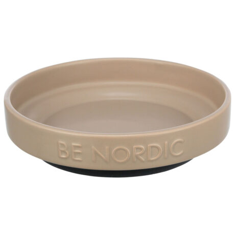 Trixie Be Nordic Ρηχό Πιάτο Κεραμικό με Λαστιχένιο Δαχτύλιο Μπεζ/Καφέ 300ml/16cm