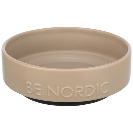 Trixie Be Nordic Πιάτο Κεραμικό με Λαστιχένιο Δαχτύλιο Μπεζ/Καφέ 500ml/16cm