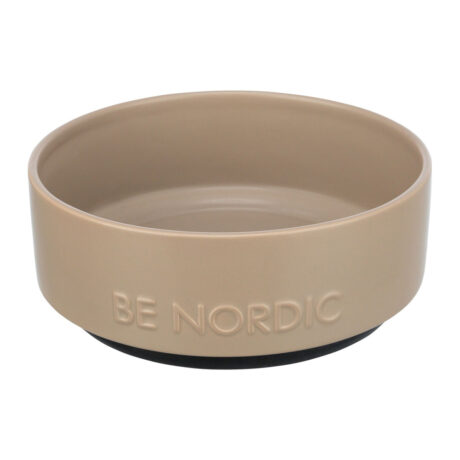 Trixie Be Nordic Πιάτο Κεραμικό με Λαστιχένιο Δαχτύλιο Μπεζ/Καφέ 1.2lt/18cm