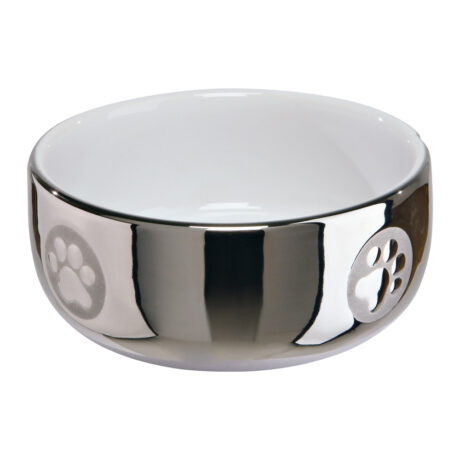 Trixie Πιάτο Γάτας Κεραμικό Ασημί/Λευκό 300ml/11cm