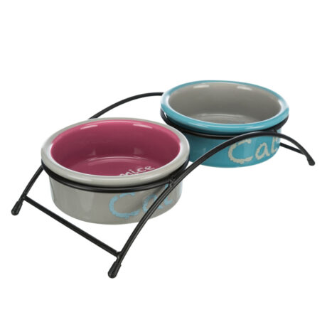Trixie Eat on Feet Σετ με 2 Πιάτα Γκρι/Μπλε/Κόκκινο 300ml/12cm