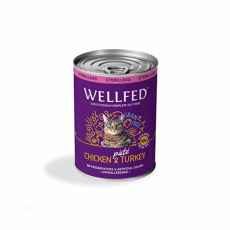 Wellfed Κονσέρβα Στειρωμένης Γάτας Κοτόπουλο & Γαλοπούλα 400gr
