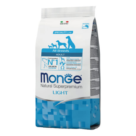 Monge Adult All Breed Light Ξηρά Τροφή Σκύλου Σολομός και Ρύζι 2.5kg