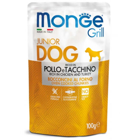 Monge Grill Υγρή Τροφή Κουταβιού με Κοτόπουλο και Γαλοπούλα 100gr