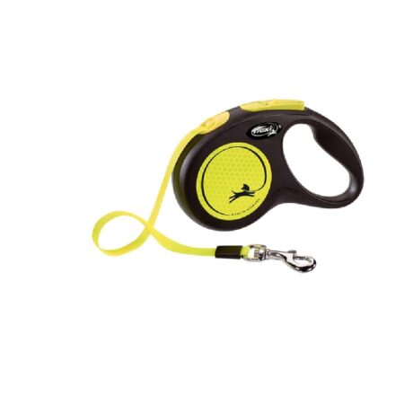 Flexi Neon Αυξομειούμενος Οδηγός Ιμάντας 5m έως 25kg Κίτρινο Medium