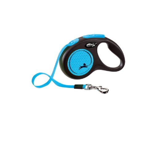 Flexi Neon Αυξομειούμενος  Οδηγός Ιμάντας 5m έως 15kg Μπλε Small