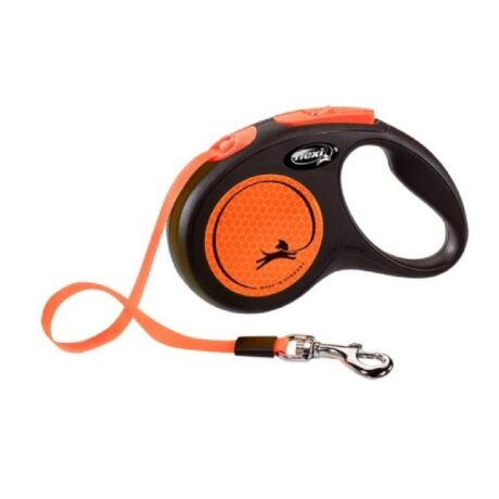 Flexi Neon Αυξομειούμενος Οδηγός Ιμάντας 5m έως 15kg Πορτοκαλί Small