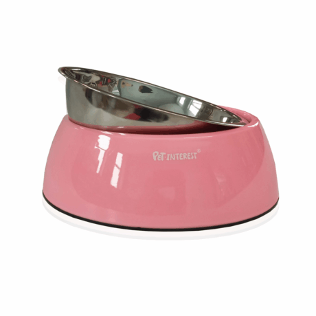 Pet Interest Μπολ Deluxe Διπλής Χρήσης Ροζ 350/450ml