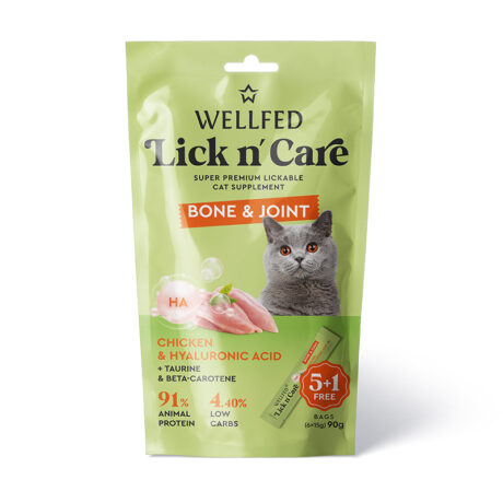 WellFed Lick 'n' Care Bone & Joint Λιχουδιά για Γάτες με Κοτόπουλο & Υαλουρονικό Οξύ 90gr