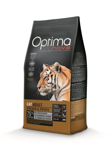 Optima Nova Adult Ξηρά Τροφή Γάτας Χωρίς Σιτηρά με Κοτόπουλο & Πατάτα 2kg