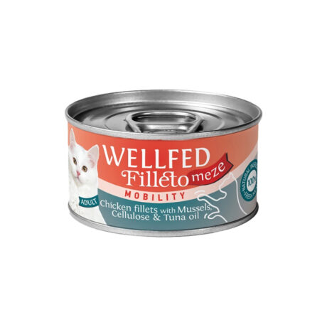 Wellfed Filleto Meze Mobility Κονσέρβα για Γάτες με Κοτόπουλο & Μύδια 70gr