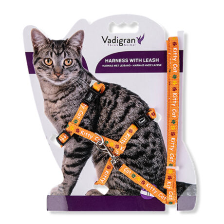 Vadigran Σαμαράκι & Λουρί Γάτας Πορτοκαλί 15-22cm/30-32cm + 120cm