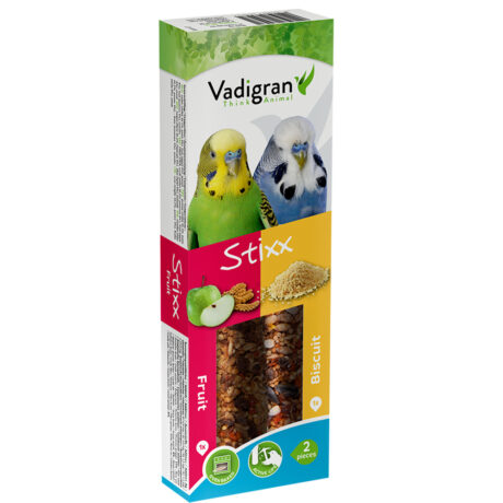 Vadigran Stixx Budgies Fruit & Βiscuit Στικς για Παπαγαλάκια με Φρούτα & Μπισκότο 2 σε 1 2τμχ 85gr