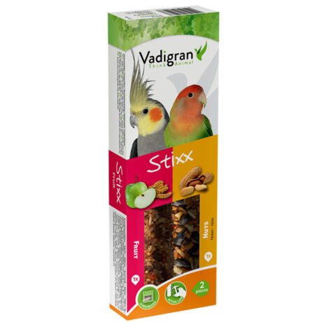 Vadigran Stixx Parakeet Fruit & Nuts Στικς για Παπαγαλάκια με Φρούτα και Ξηρούς Καρπούς 2 σε 1 2τμχ 120gr