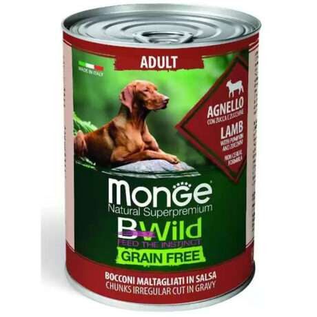 Monge Bwild Grain Free Κονσέρβα Σκύλου με Αρνί, Κολοκύθα και Κολοκυθιά 400gr