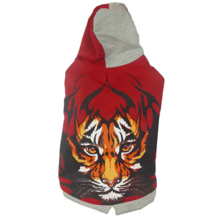 Doggy Dolly Κόκκινο Φούτερ με Σχέδιο Τίγρη για Σκύλους Large